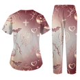 thumbnail image 6 of Women’s 2026 Halloween Scrub Sets, V-Neck Short Sleeve Top & Jogger Pants, Quick Dry Medical Uniform with Pockets for Nurses, 02-Gold, XL, 6 of 6
