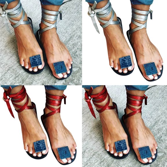 Lace up Sandal for Women Girls Open Toe Bohemian Travel Flat Sandals Cute Low Wedge Thong Flip Flops Summer Open Toe Sandals Shoes