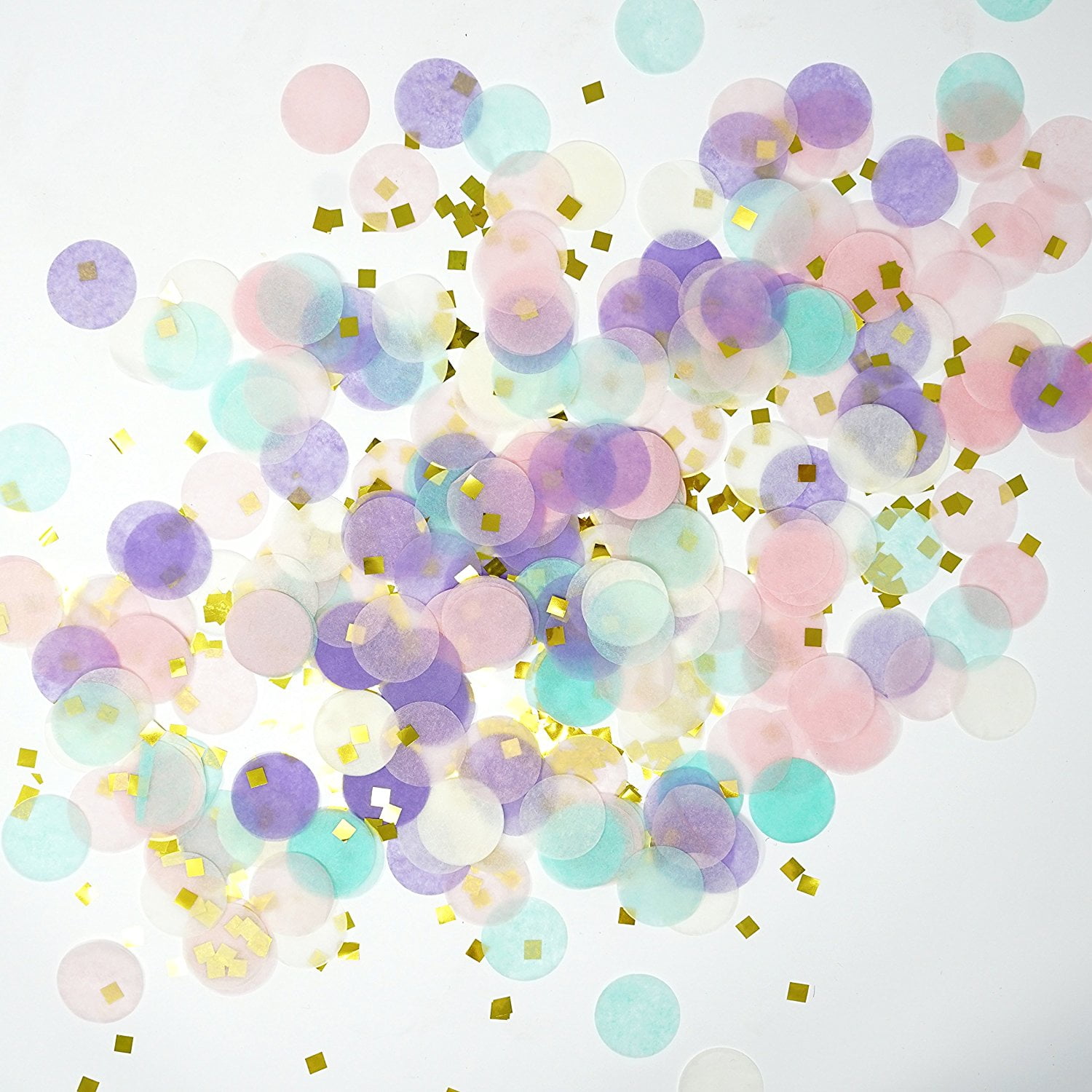 Unicorn Pastel and Gold Confetti Paper Circle Confetti And Gold Shreds Decoration