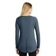 thumbnail image 3 of Wenseny Long Sleeve Fitted Shirts Tunic Round neckline Side Split Casual Shirts Grey Blue L, 3 of 6