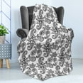 thumbnail image 4 of Ethnic Soft Flannel Fleece Blanket, Paisley Inspired Continuous Pattern of Monochrome Floral Repetitive Design, Cozy Plush for Indoor and Outdoor Use, 70" x 90", Charcoal Grey White, by Ambesonne, 4 of 5