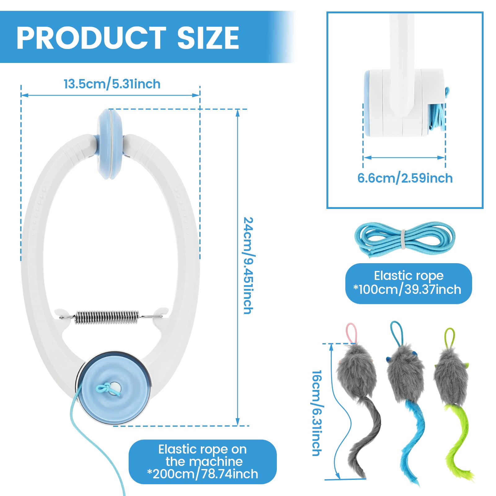 Austok Self Play Hanging Door Cat Toy Interactive Door Hanging Retractable Kitten Toy with 3 Catnip Mice 3 Mode Rechargeable for Cat Exercise