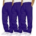 thumbnail image 2 of 3 Pack Baggy Sweatpants for Men Casual Loose Fleece Pants Elastic Waist Drawstring Jogger Pants Running Sports Pants, Purple, Size XL, 2 of 4