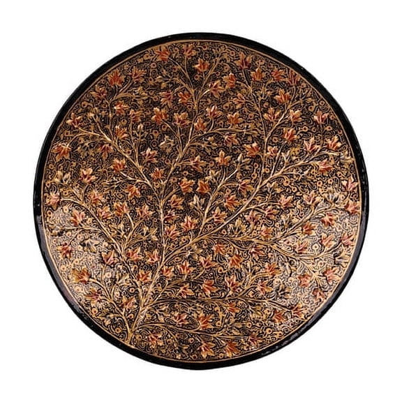 Kashmiri Papier Mache Wall Decor Plate - Black