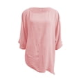 thumbnail image 6 of WERYOUNG Women's Asymmetrical T Shirt Fashion Solid Color Crew Neck T-Shirts Short Sleeve Casual Tee Travel Party Comfortable Tops L, 6 of 6