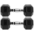 thumbnail image 1 of Fitvids Rubber Encased Hex Dumbbell, 15LB, Pair, 1 of 4