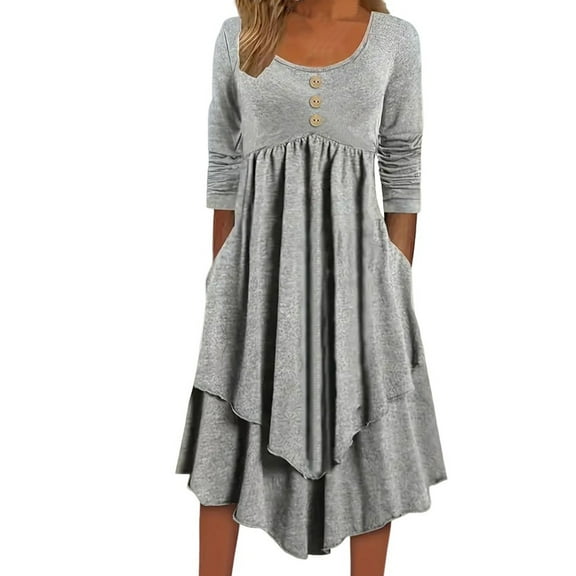 TIAFORD Women's Half Sleeve Linen Maxi Dresses Casual Loose Plus Size Beach Dress for Women with Pockets