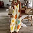 thumbnail image 3 of Autumn Harvest Maple Leaves Thanksgiving Sleeveless Dress Women's Luxury Party Dress Birthday Dresses for Women, 3 of 7