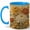 Blue, variant on Vintage Chrysanthemum Flower Coffee Mug, Autumn Botanical Floral Illustration Design, 11 oz Ceramic Cup