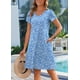 thumbnail image 3 of Vestido de verano Zeagoo azul brillante con cuello en V floral XXL para mujer, 3 of 6