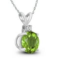 thumbnail image 2 of SZUL Women's 14K White Gold 5MM Round Peridot and Diamond Pendant, 2 of 5