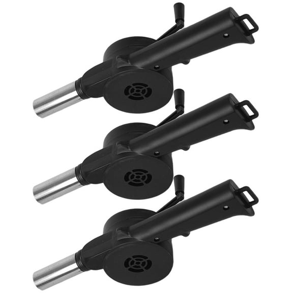 Raindrops Portable Hand Crank Blower Set, Metal and Plastic, 3 Pieces for Outdoor BBQ and Camping Use
