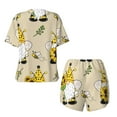 thumbnail image 6 of "Wukai Gnomes Bees And Sunflowers Women's Pajama Set - Short-Sleeve Top and Shorts with Elastic Waistband and Pockets for Loungewear, Yoga, and Casual Wear-4X-Large, 6 of 8
