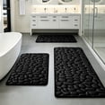 thumbnail image 5 of 3Pcs Pebble Texture Bath Mat Set, Latex Non-Slip Backing, Thick Washable & Quick Drying Soft Chenille Carpet for Bathroom, Plush Shaggy Rugs, Absorbent Floor Mats, Black, 5 of 5