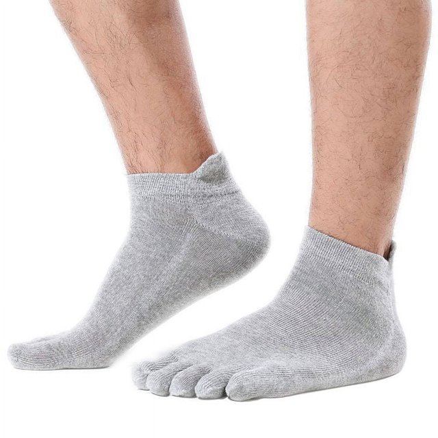 Calcetines de algodón cortos, de caña baja, de cinco dedos, de verano, deportivos, transpirables, con puntera para hombre