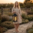 thumbnail image 4 of Retro Waterproof Hanging Outdoor Solar Lanterns Lights, Flickering Flameless Candles Light, Yard, Garden, Patio, Backyard, Balcony, Cabin Decor, Black, 4 of 6