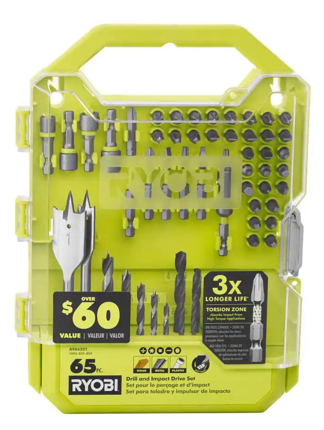 Ryobi - A986501 - Drill and Impact Drive Kit - 65-Piece