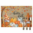 thumbnail image 2 of Thanksgiving Placemats Set of 1 Gnome Pumpkin Maple Leaf Heat Insulated Linen Place Mats, Washable Stain-Proof Table Mats for Dining Tables Holiday Decor 13x19inch, 2 of 9