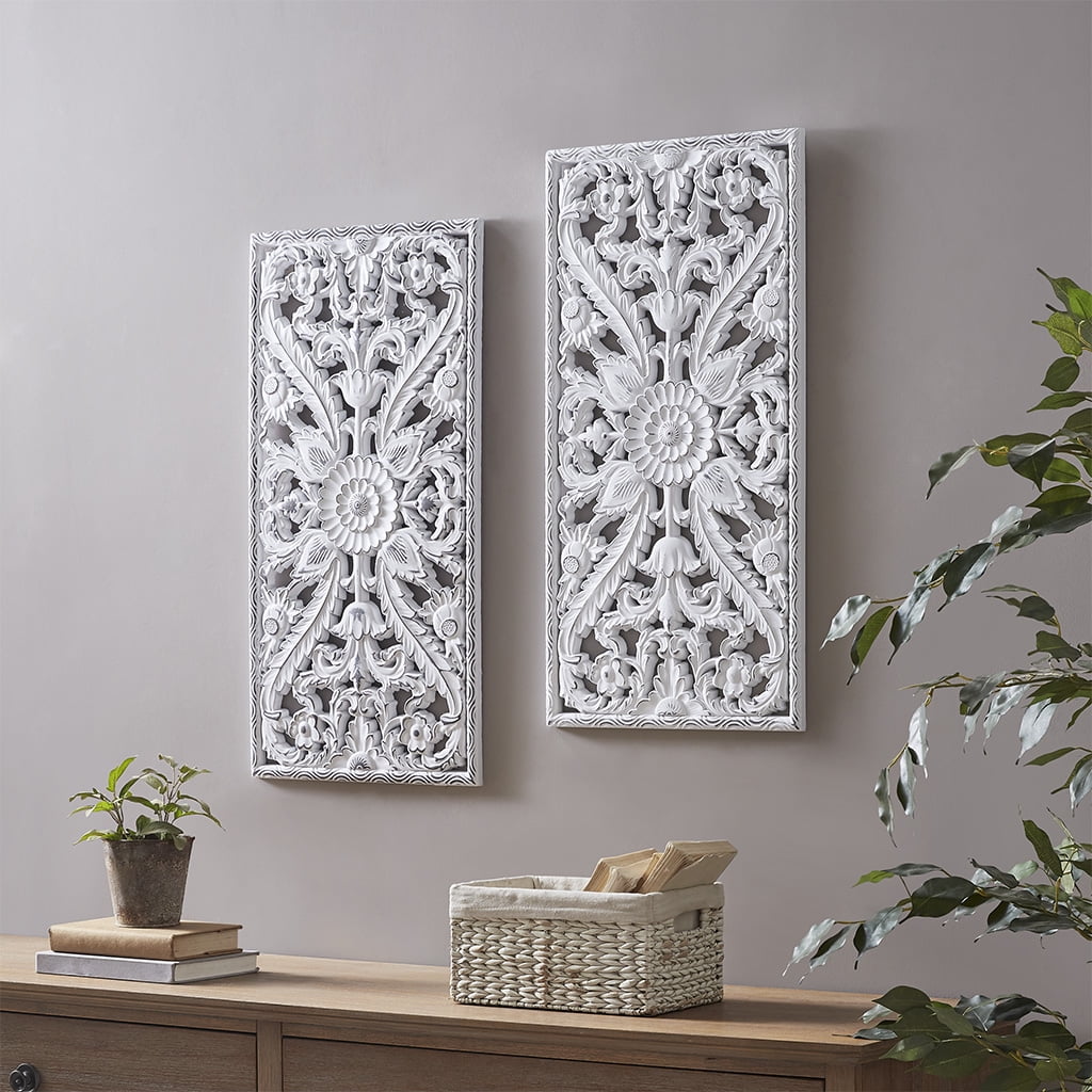 MAYEERTY 2-Piece Carved Wood Wall Decor Set