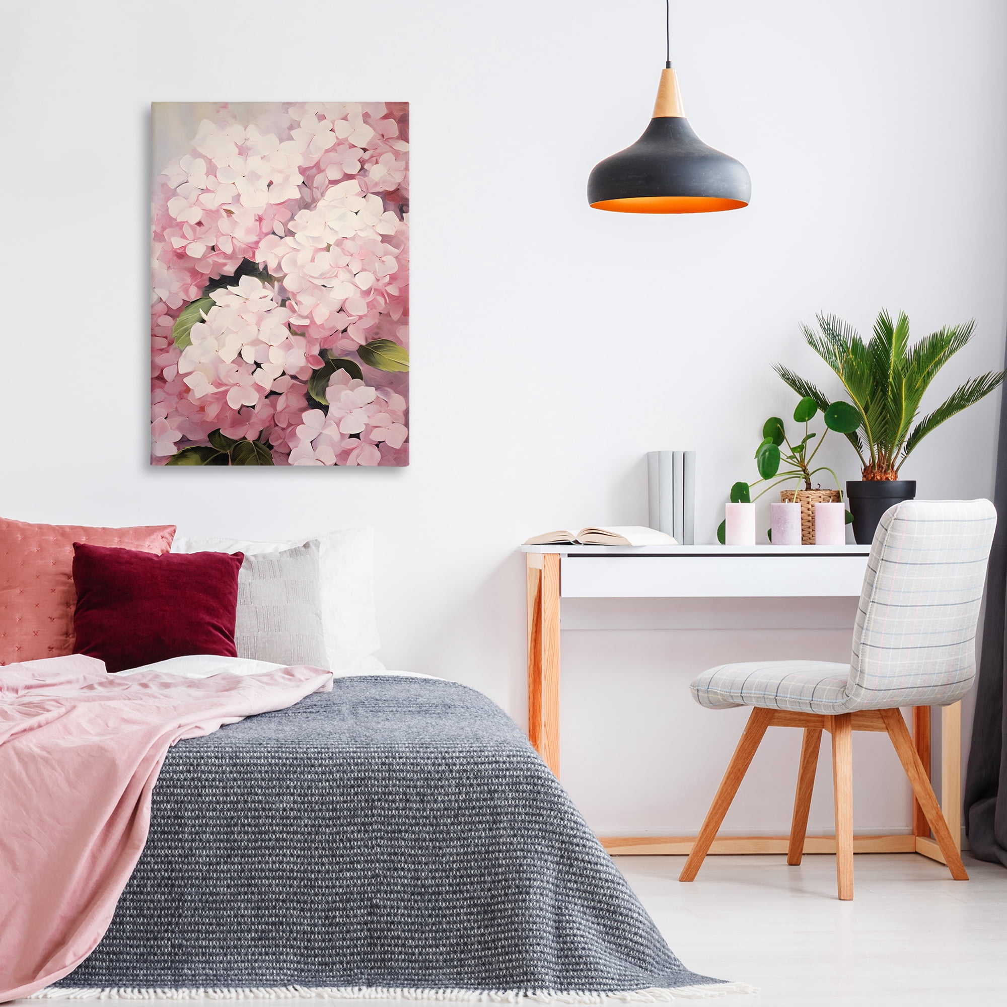 Stupell Industries Blush Pink Hydrangeas Botanical & Floral Painting Gallery Wrapped Canvas Art Print Wall Art, 24 x 36