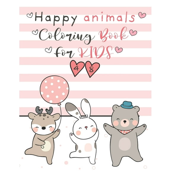 Happy Animals Coloring Book For Kids 4-8: An child Coloring Book with Fun, Easy, and Relaxing Coloring Pages for Animal Lovers 60 Happy Animal amazing To Coloring (Paperback)