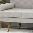 Noble House Orlando Mid Century Modern Tufted Fabric Sofa, Beige