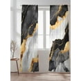 thumbnail image 2 of Abstract Art Sheer Curtains 96 Inch Long 2 Panels, Black Gold Water Ripple Gradient Marbling Light Filtering Rod Pocket Semi Sheer Curtains, Sheer Voile Drapes for Living Room Bedroom, 52"x96", 2 of 5
