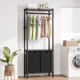 thumbnail image 2 of Laundry Sorter, 2 Section Laundry Hamper Sorter with Garment Rack, Black, 2 of 7