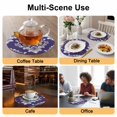 thumbnail image 2 of Purple Boho Round 15 Inch Placemats Set of 4, Vintage Classic Bohemia Flower Textured HeatResistant Non Slip Place Mats for Dining Table, Wipeable Braided Kitchen Table Mats for Housewarming, 2 of 9