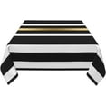 thumbnail image 3 of Black White and Gold Stripes Soft Tablecloth Square Dinng Table Covers for Kitchen & Table Linens 60" x 60", 3 of 8
