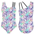 thumbnail image 1 of TiaoBug Kids Girls One Piece Dance Leotards Sleeveless Print Bodysuit Swimwear, 1 of 3