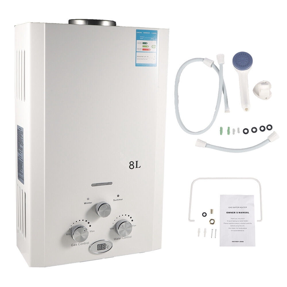 G · PEH 8L Natural Gas Water Heater for Home Use - Instant Hot Water Supply, Overheating Protection, Compact Design