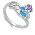 thumbnail image 4 of CHOOSE YOUR COLOR Simulated Amethyst Teardrop Ring .925 Sterling Silver Band Purple CZ Female Size 8, 4 of 4