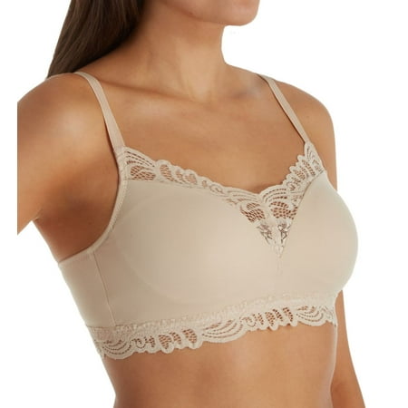 Convertible Satin Lace Bra - Women's Bali DF6592 Lace Desire Tailored Cup Convertible Wirefree Bra