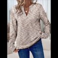 thumbnail image 4 of Blusas de Punto Gofre para Mujer, Camisas de Larga con Cuello en V, Blusas Casuales Elegantes Estilo Henley, Conjuntos de Otoño 2025 Albaricoque L, 4 of 6