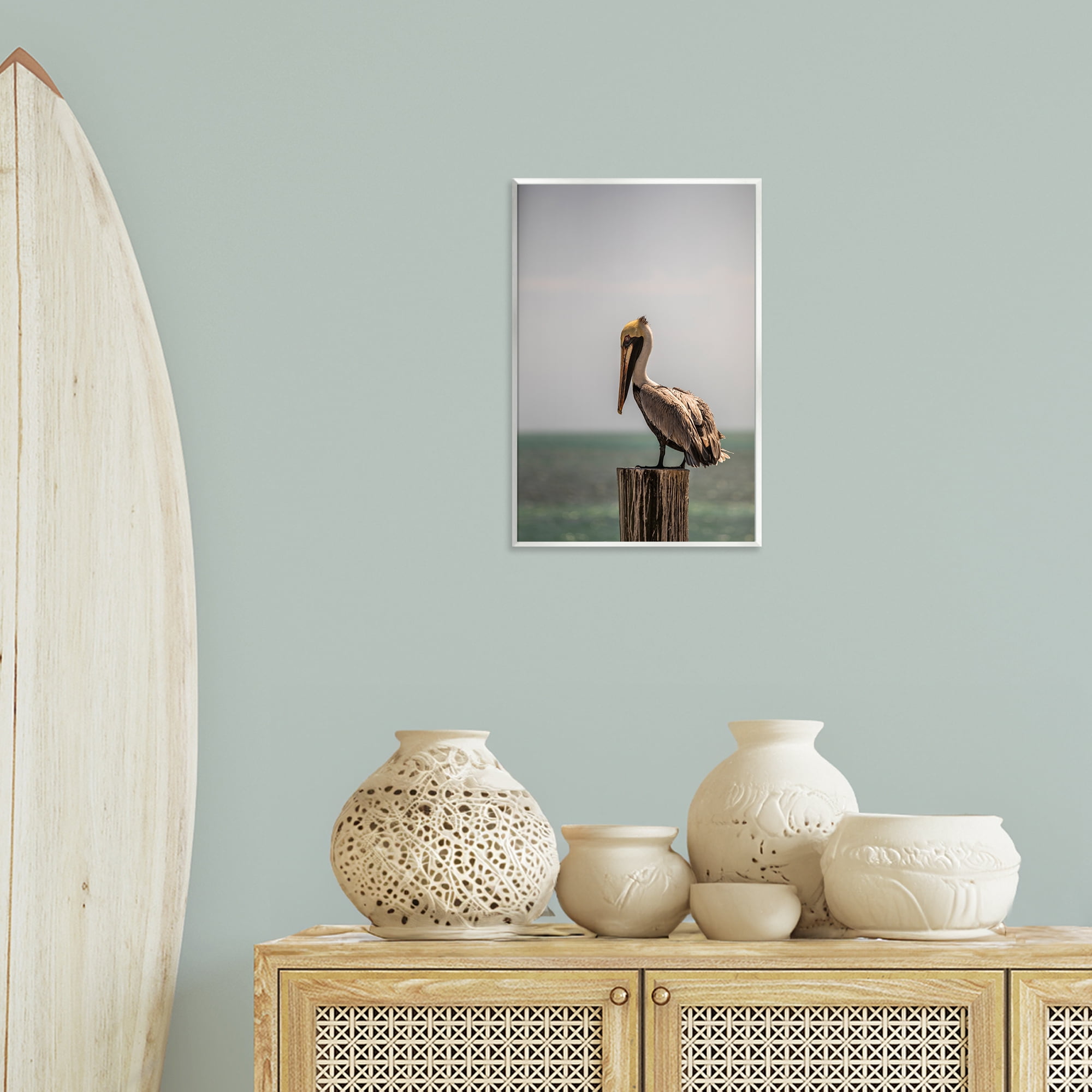 Stupell Industries Nautical Landscape Pelican Animals Photography Unframed Art Print Wall Art, 13 x 19