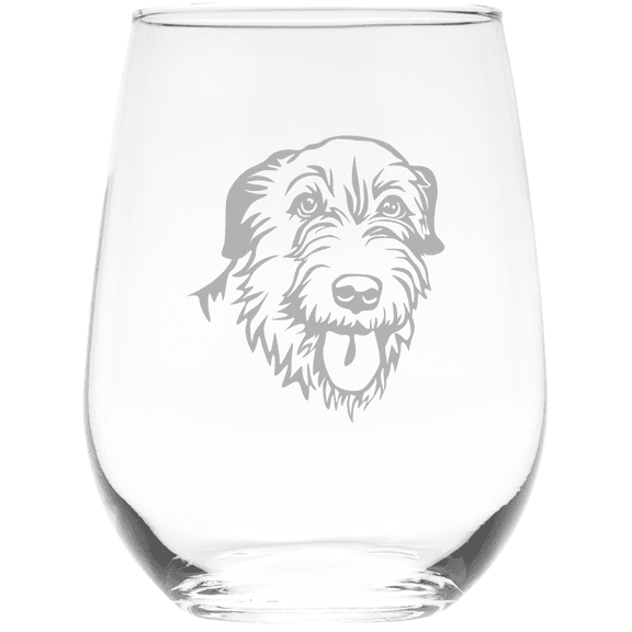 C&M Personal Gifts Irish Wolfhound Themed, Dog 17 oz. Stemless Wine Glass