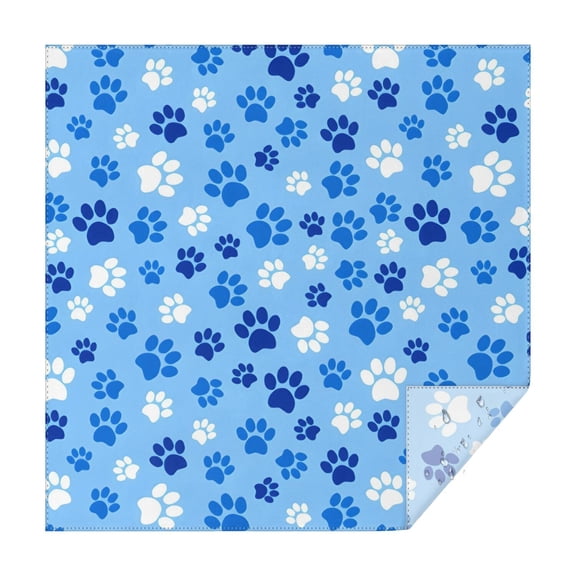 Blue Dog Paw Footprint Square Tablecloth,Waterproof Square Table Cover,Wipeable Spillproof Washable Table Cover for Home Kitchen Party Decor 42"X42"(107x107cm)