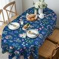 thumbnail image 2 of Blue Flowers Oval Tablecloth 54x72in for Oval Table Waterproof Floral Table Cloths for Dining Room Indoor Outdoor Table Cloth, 2 of 6
