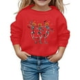 thumbnail image 2 of LIIPEE Girls Boys Sweatshirts Halloween Cartoon Skeleton Pumpkin Graphic Printed Long Sleeve Round Neck Pullover Sweatshirt Kids Versatile Party Hoodies,Red,7-8 Years, 2 of 3