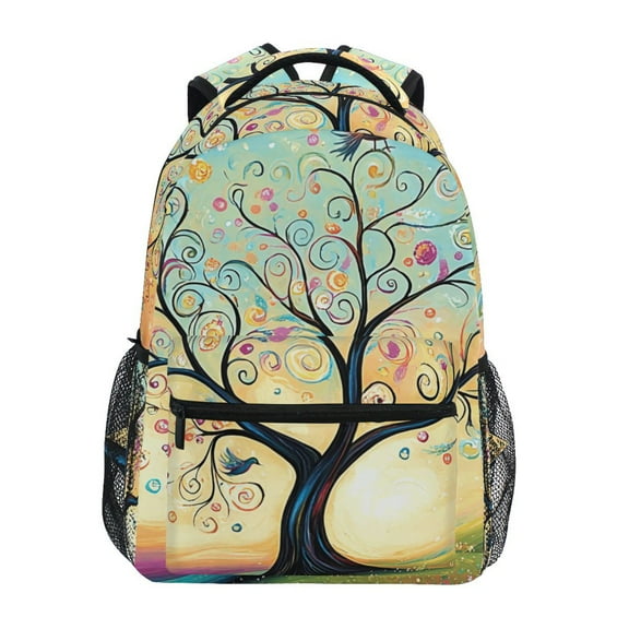School Backpack Lightweight Multipocket College High Middle Student Bag 15L Whimsical Tree with Swirling Branches