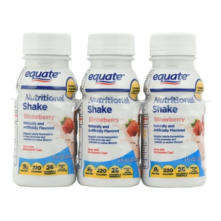 Equate Nutritional Shake, Strawberry, 8 oz, 6 Ct