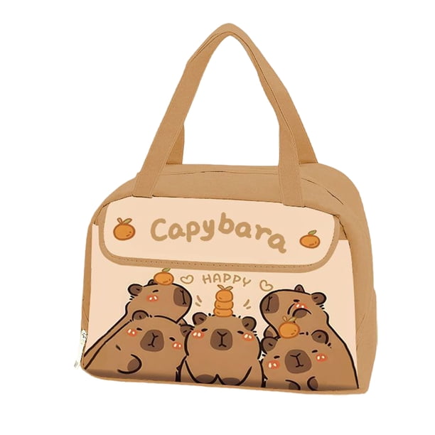 Cateissary Bolsa de almuerzo impermeable con aislamiento para estudiantes, diseño de capibara, con estampado animal Mostrada tipo+4