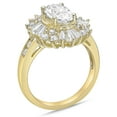 thumbnail image 2 of Sterling Silver with 14KY Gold Plated Pear Shape with Baguette Halo Simulated Diamond Cocktail Ring, 2 of 2