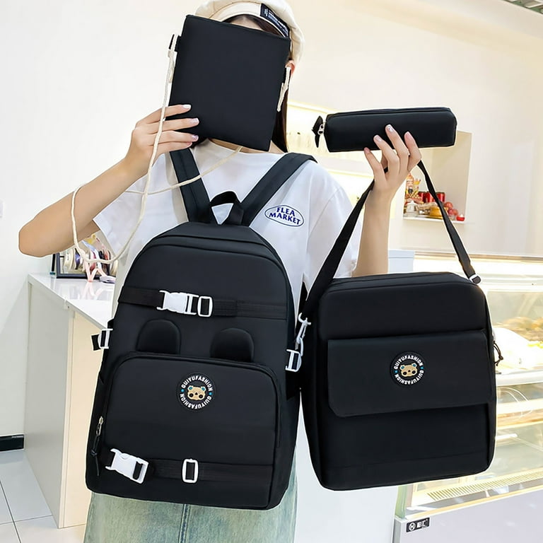 HengDidi 4-Piece Canvas Travel Backpack Set - Large Capacity Carry-On with  Laptop Sleeve for Campus, Commute, Airplane Trips (Includes Tote, Pencil  Case & Organizer) - Walmart.com