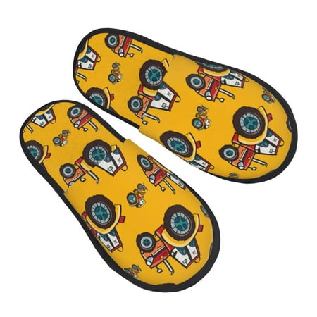 

Jgfou Cartoon Tractor Print Womens Cozy Memory Foam Slippers Soft Warm Slip On House Slippers Anti-Skid Rubber Sole Creative Gifts for Women Mom Girlfriend