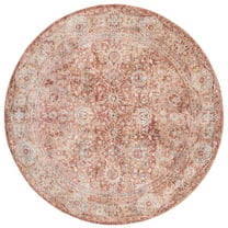 SAFAVIEH Valencia Maria Oriental Polyester Area Rug, Rust/Teal, 6'4" x 6'4" Round