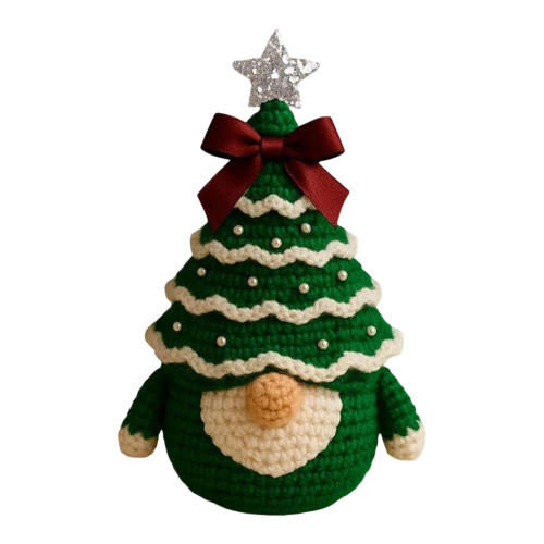 Kit De Crochet Gnome D'arbre De Noël DIY - Taille Finie 15 Cm - Avec Fil, Crochet, Perles, Instructions | Activité Créative, Cadeau, Loisir éducatif Pour Adultes Et Ados