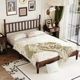 thumbnail image 5 of SESSLIFE Platform Bed Frame, Wood Queen Bed Frame with Gourd Shaped Headboard for Bedroom, Modern Queen Size Bed with Wood Slat Support, Holds 500 lb, No Box Spring Needed, Walnut, 5 of 9