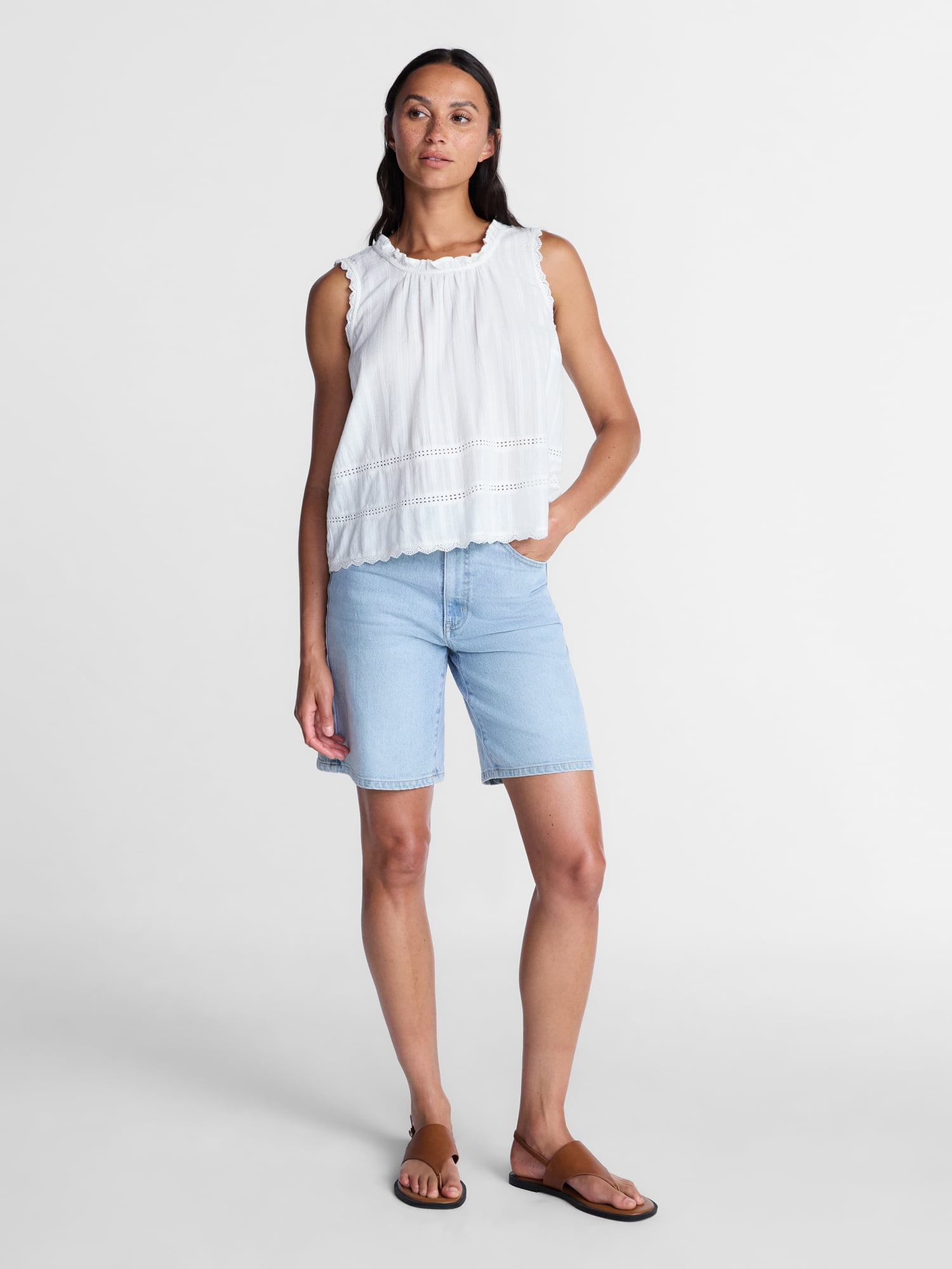 Time and Tru Women's Flowy Lace Inset Tank , Sizes XS-XXXL